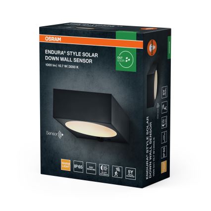 Osram - Applique murale solaire LED dimmable avec détecteur ENDURA STYLE LED/10,7W/4,2V 2000 mAh IP65 anthracite