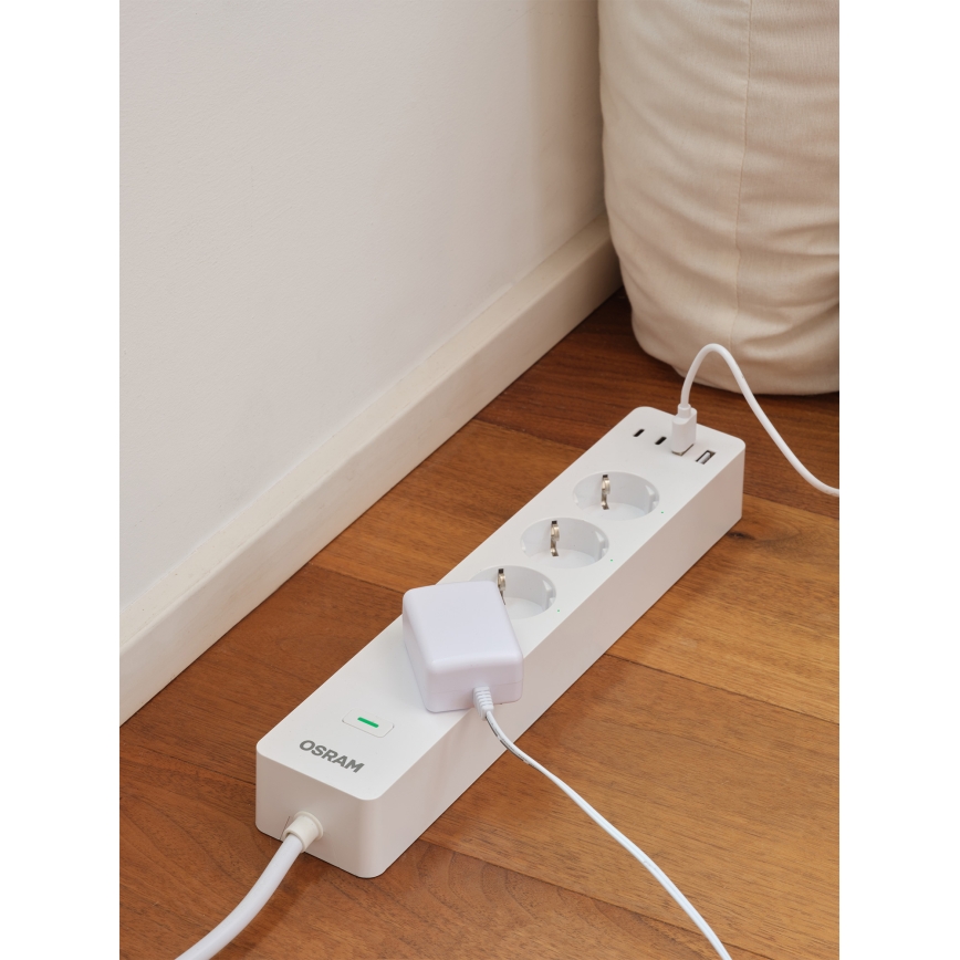 Osram - Multiprise intelligente SMART+ 4 prises (type F) avec 2 ports USB-A et 2 ports USB-C, Wi‑Fi