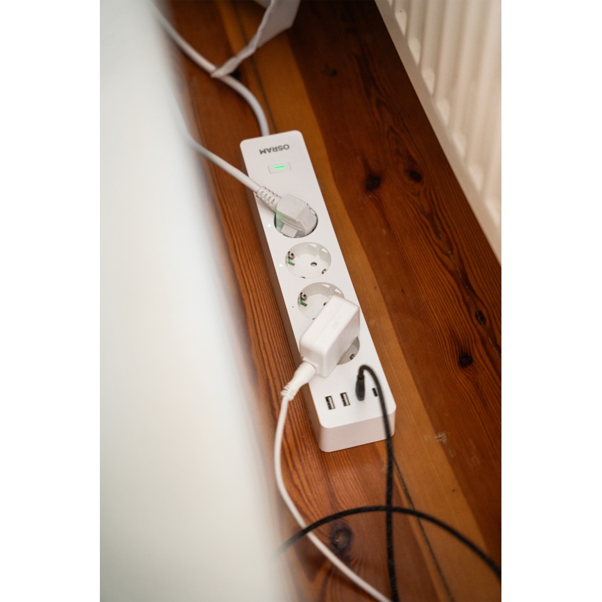 Osram - Multiprise intelligente SMART+ 4 prises (type F) avec 2 ports USB-A et 2 ports USB-C, Wi‑Fi