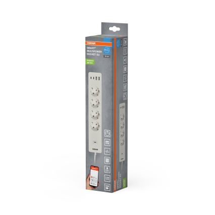 Osram - Multiprise intelligente SMART+ 4 prises (type F) avec 2 ports USB-A et 2 ports USB-C, Wi‑Fi