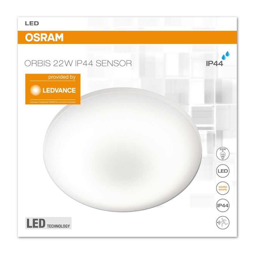 Osram - Plafonnier LED avec détecteur SILARA LED/22W/230V IP44