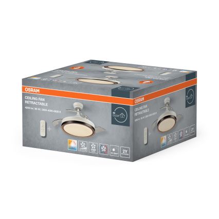 Osram - Plafonnier LED avec ventilateur CEILING FAN, 66 W, 230 V, 3000/4000/6500 K, blanc + télécommande
