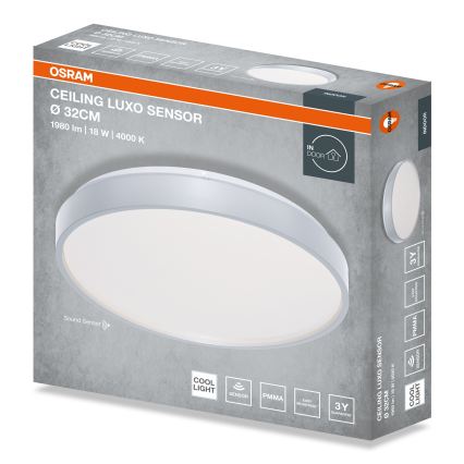 Osram - Plafonnier LED avec capteur crépusculaire CEILING LUXO LED/18W/230V Ø 32 cm argenté