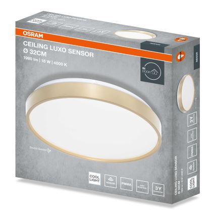 Osram - Plafonnier LED CEILING LUXO 18 W, 230 V, Ø 32 cm, doré, avec capteur crépusculaire