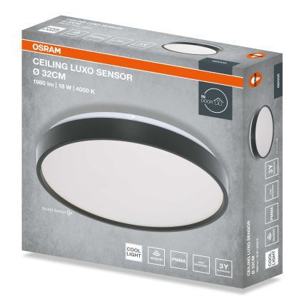 Osram - Plafonnier LED avec capteur crépusculaire CEILING LUXO LED/18W/230V Ø 32 cm noir