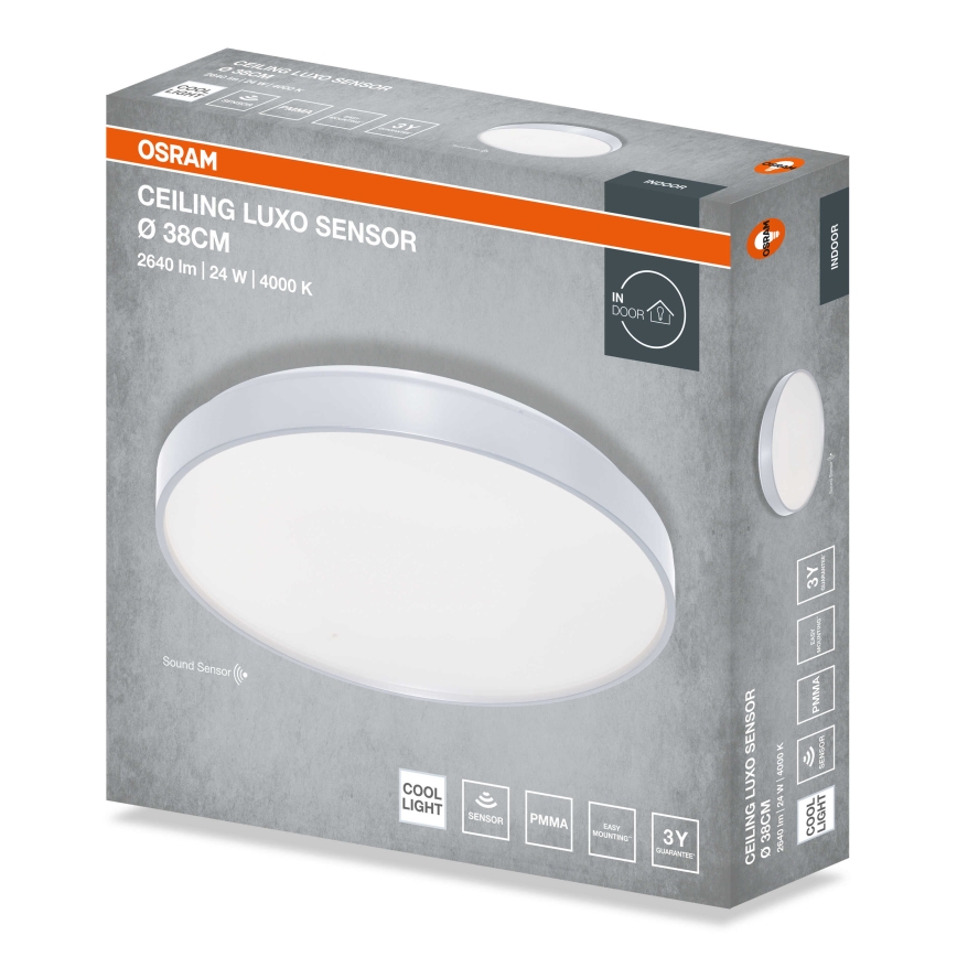 Osram - Plafonnier LED avec capteur crépusculaire CEILING LUXO LED/24W/230V Ø 38 cm argenté