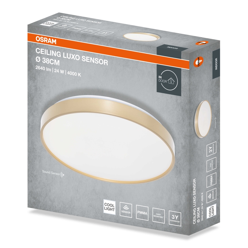 Osram - Plafonnier LED avec capteur crépusculaire CEILING LUXO LED/24W/230V Ø 38 cm doré