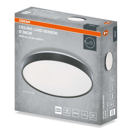 Osram - Plafonnier LED avec capteur crépusculaire CEILING LUXO LED/24W/230V Ø 38 cm noir