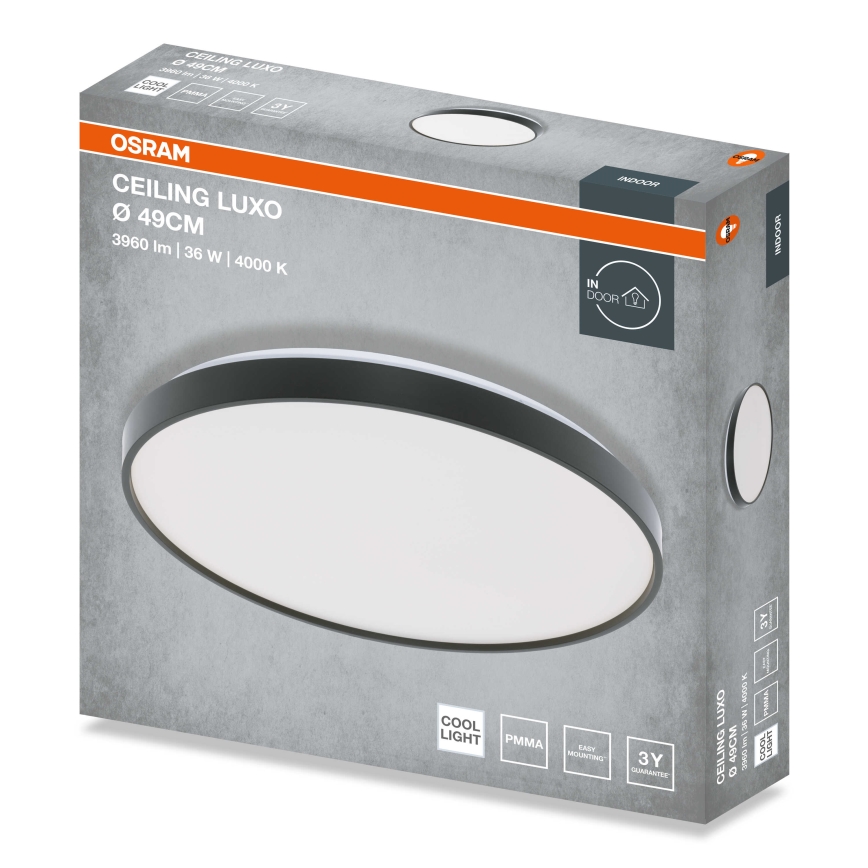 Osram - Plafonnier LED CEILING LUXO LED/36W/230V Ø 49 cm noir