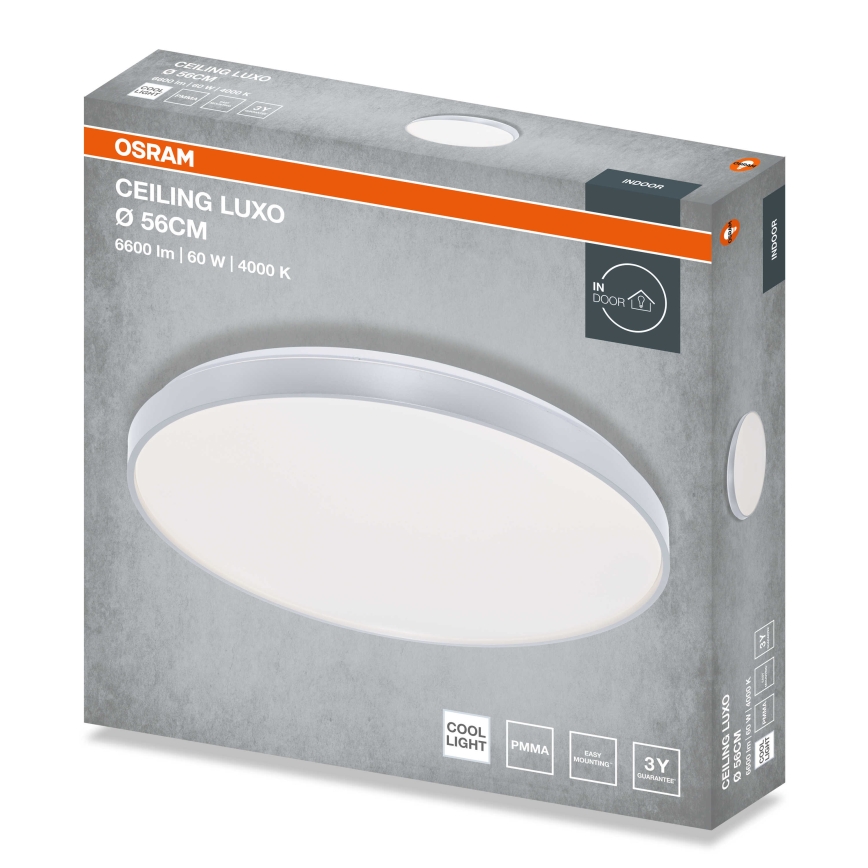 Osram - Plafonnier LED CEILING LUXO LED/60W/230V Ø 56 cm argenté
