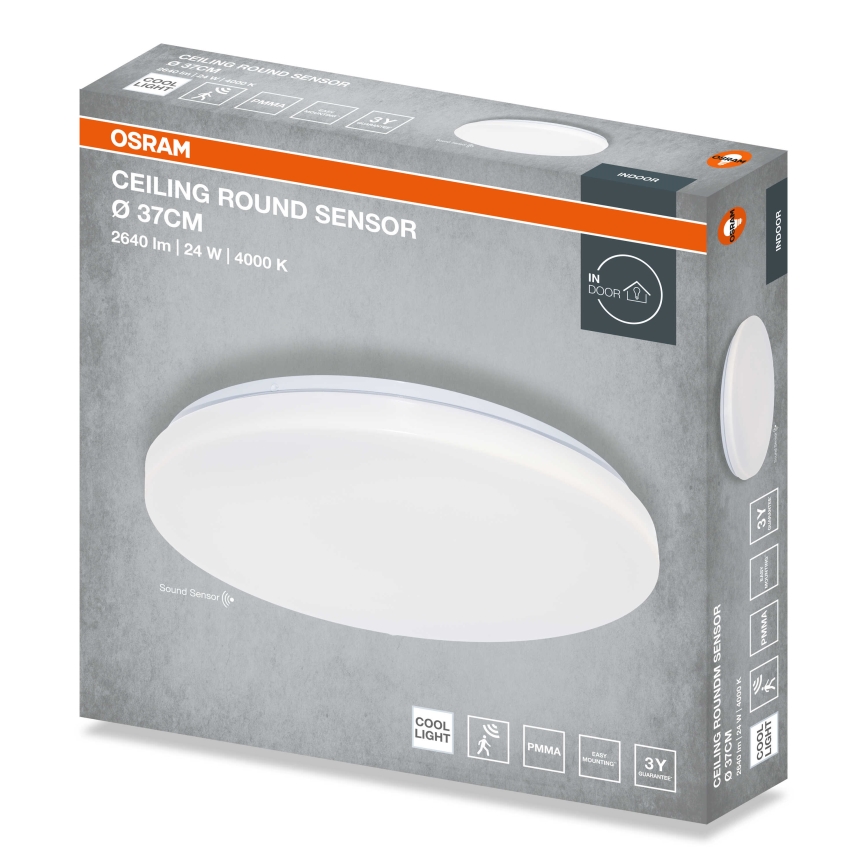 Osram - Plafonnier LED avec capteur crépusculaire CEILING ROUND LED/24W/230V 4000K Ø 37 cm blanc