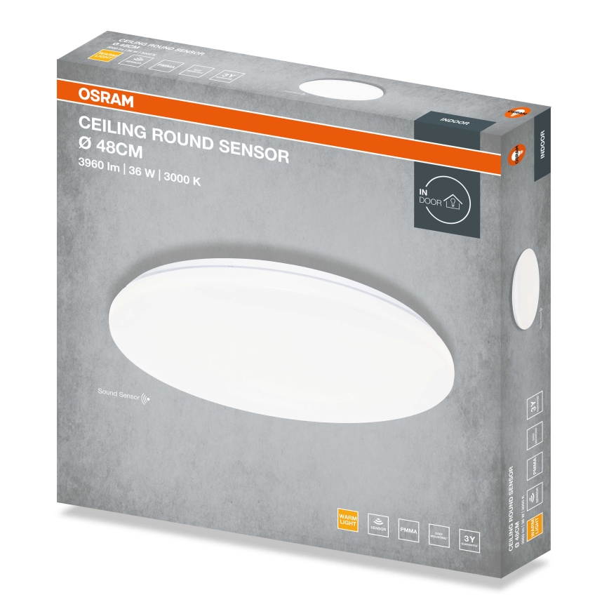 Osram - Plafonnier LED avec capteur crépusculaire CEILING ROUND LED/36W/230V 3000K Ø 48 cm blanc