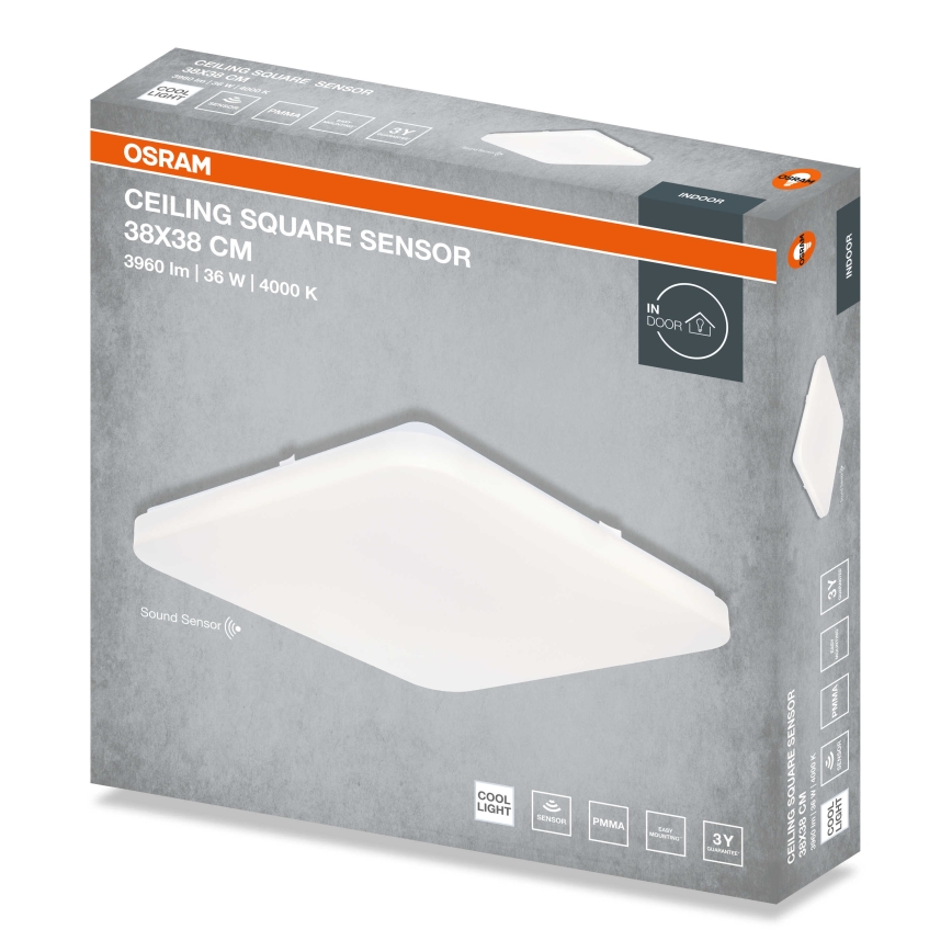 Osram - Plafonnier LED avec capteur crépusculaire CEILING SQUARE LED/36W/230V 4000K 38x38 cm blanc
