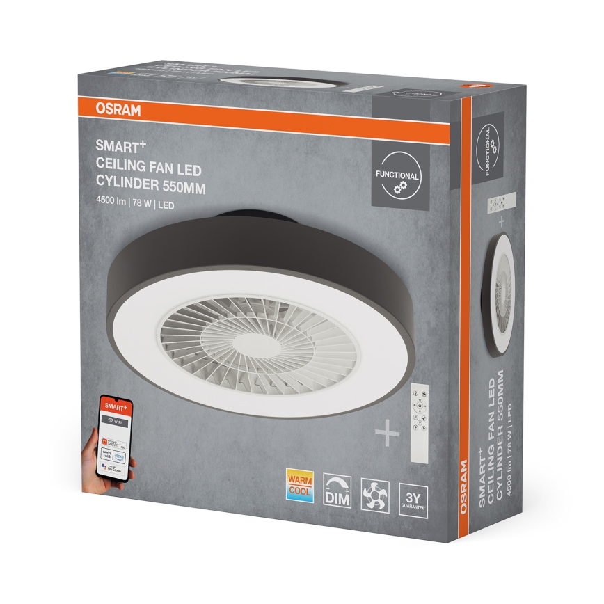 Osram - Plafonnier LED dimmable avec ventilateur SMART+ LED/78W/230V 3000-6500K Wi-Fi + télécommande