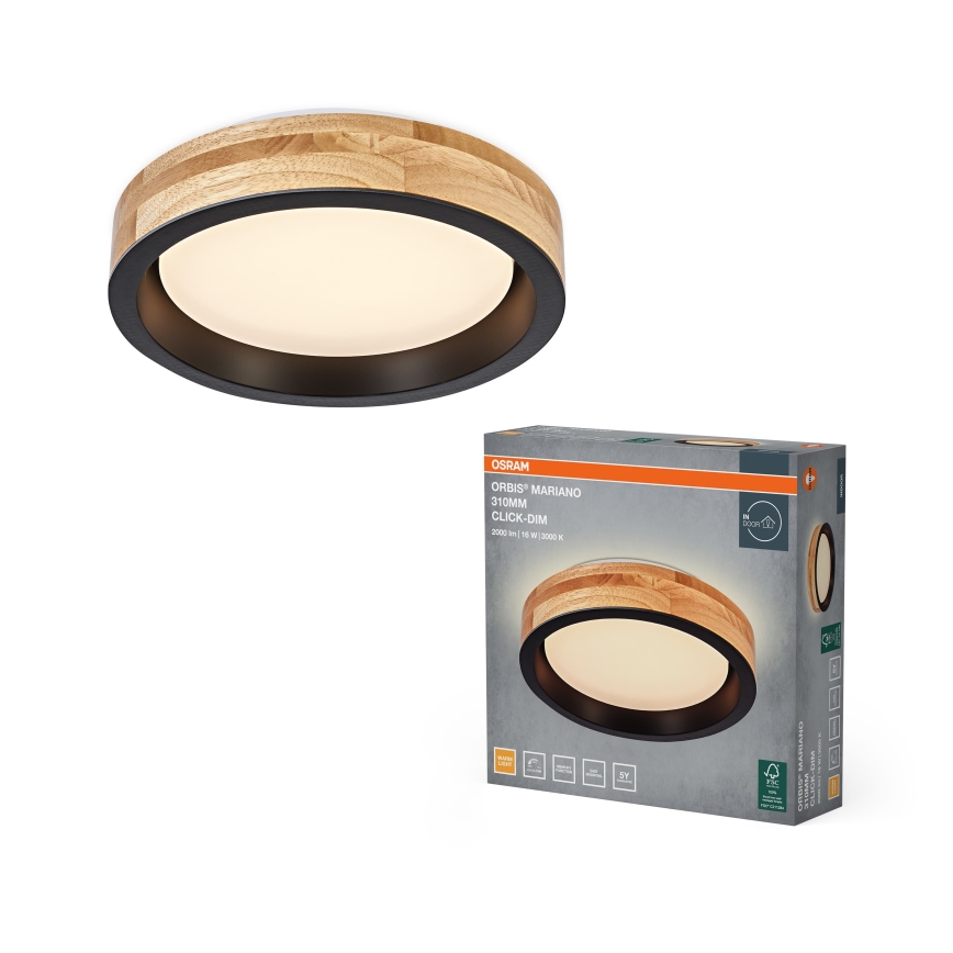 Osram - Plafonnier LED dimmable MARIANO LED/16W/230V Ø 31 cm chêne/noir