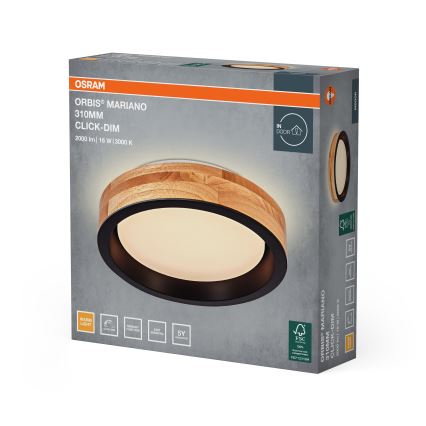 Osram - Plafonnier LED dimmable MARIANO LED/16W/230V Ø 31 cm chêne/noir