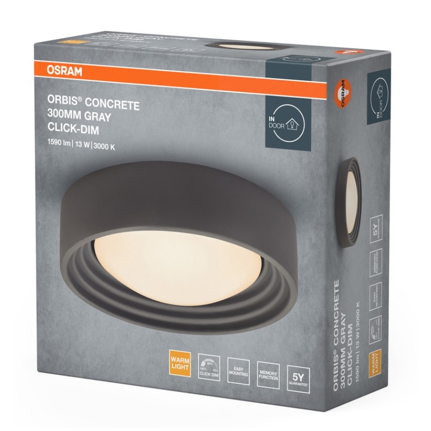 Osram - Plafonnier LED dimmable ORBIS CONCRETE LED/13W/230V Ø 30 cm gris/béton