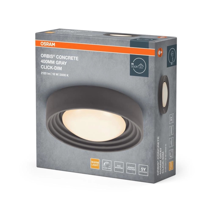 Osram - Plafonnier LED dimmable ORBIS CONCRETE LED/18W/230V Ø 40 cm gris/béton