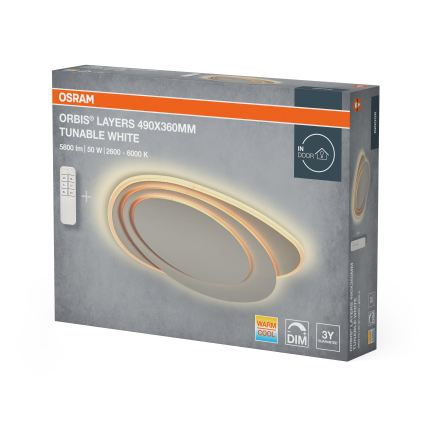 Osram - Plafonnier LED dimmable ORBIS LAYERS LED/50W/230V 2600-6000K 36x49 cm blanc + télécommande
