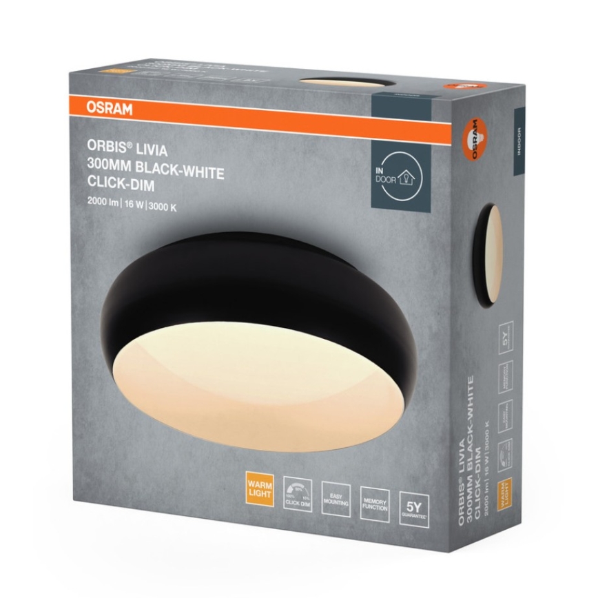 Osram - Plafonnier LED dimmable ORBIS LIVIA LED/16W/230V Ø 30 cm noir/blanc