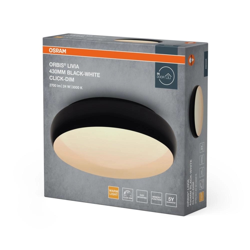 Osram - Plafonnier LED dimmable ORBIS LIVIA LED/24W/230V Ø 43 cm noir/blanc