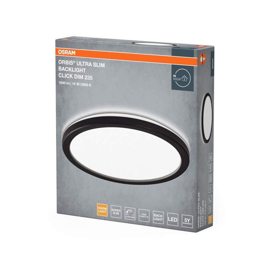 Osram - Plafonnier LED dimmable ORBIS ULTRA SLIM LED/15W/230V 3000K Ø 23,5 cm noir
