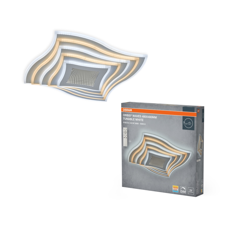 Osram - Plafonnier LED dimmable ORBIS WAVES LED/43W/230V 2600-6000K 48x48 cm blanc + télécommande