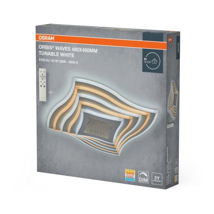 Osram - Plafonnier LED dimmable ORBIS WAVES LED/43W/230V 2600-6000K 48x48 cm blanc + télécommande