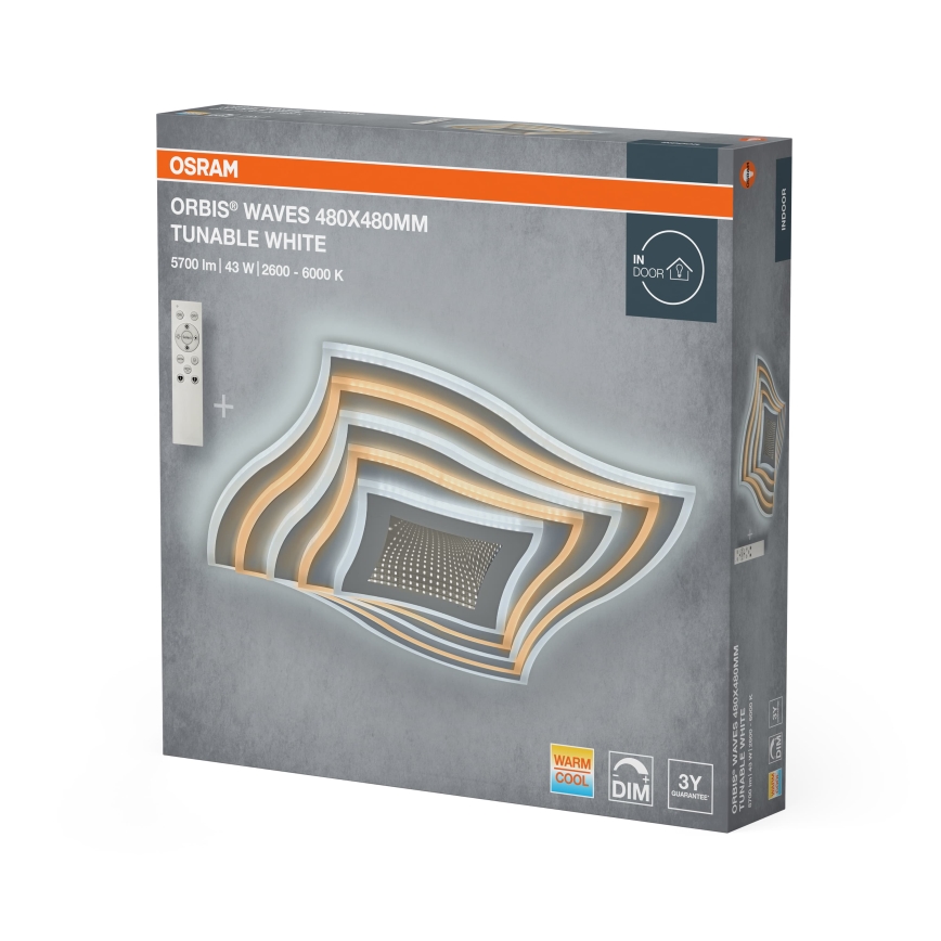 Osram - Plafonnier LED dimmable ORBIS WAVES LED/43W/230V 2600-6000K 48x48 cm blanc + télécommande