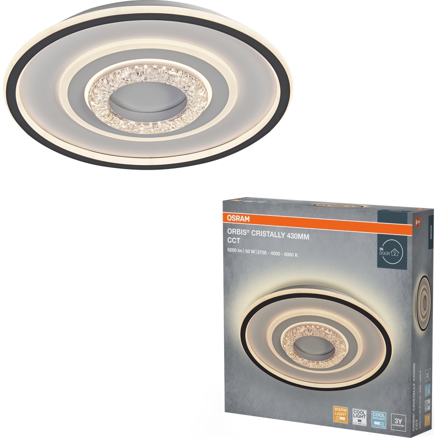 Osram - plafonnier LED ORBIS CRISTALLY LED/50W/230V 2700/4000/6000K Ø 43 cm blanc/noir