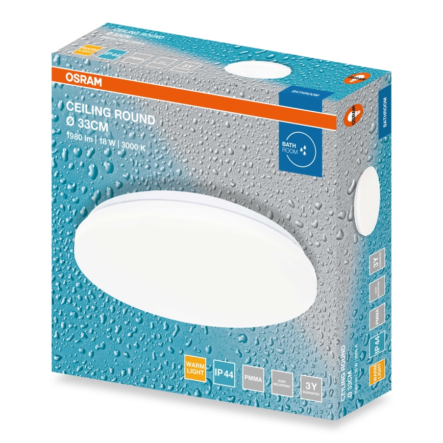 Osram - Plafonnier LED pour salle de bains CEILING ROUND LED/18W/230V 3000K Ø 33 cm IP44 blanc
