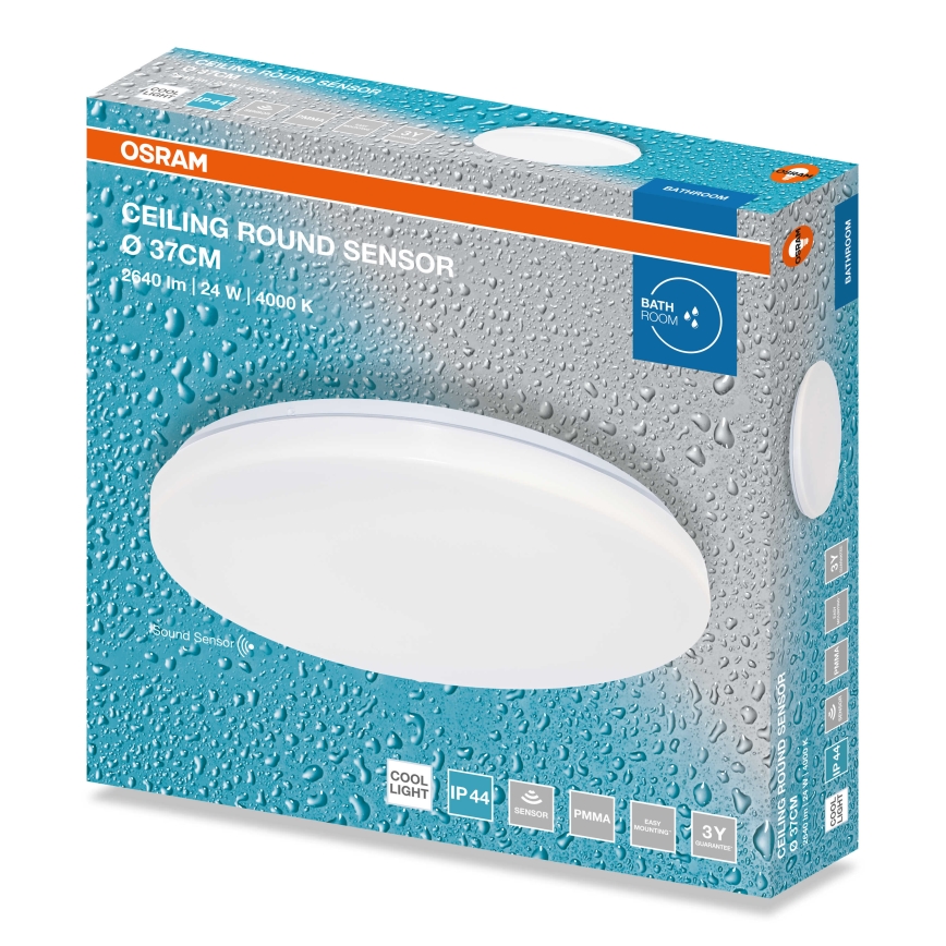 Osram - Plafonnier LED pour salle de bains avec capteur crépusculaire CEILING ROUND LED/24W/230V 4000K Ø 37 cm IP44 blanc
