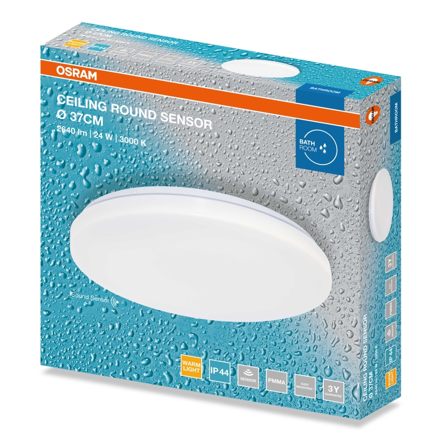 Osram - Plafonnier LED pour salle de bains avec capteur crépusculaire CEILING ROUND LED/24W/230V 3000K Ø 37 cm IP44 blanc