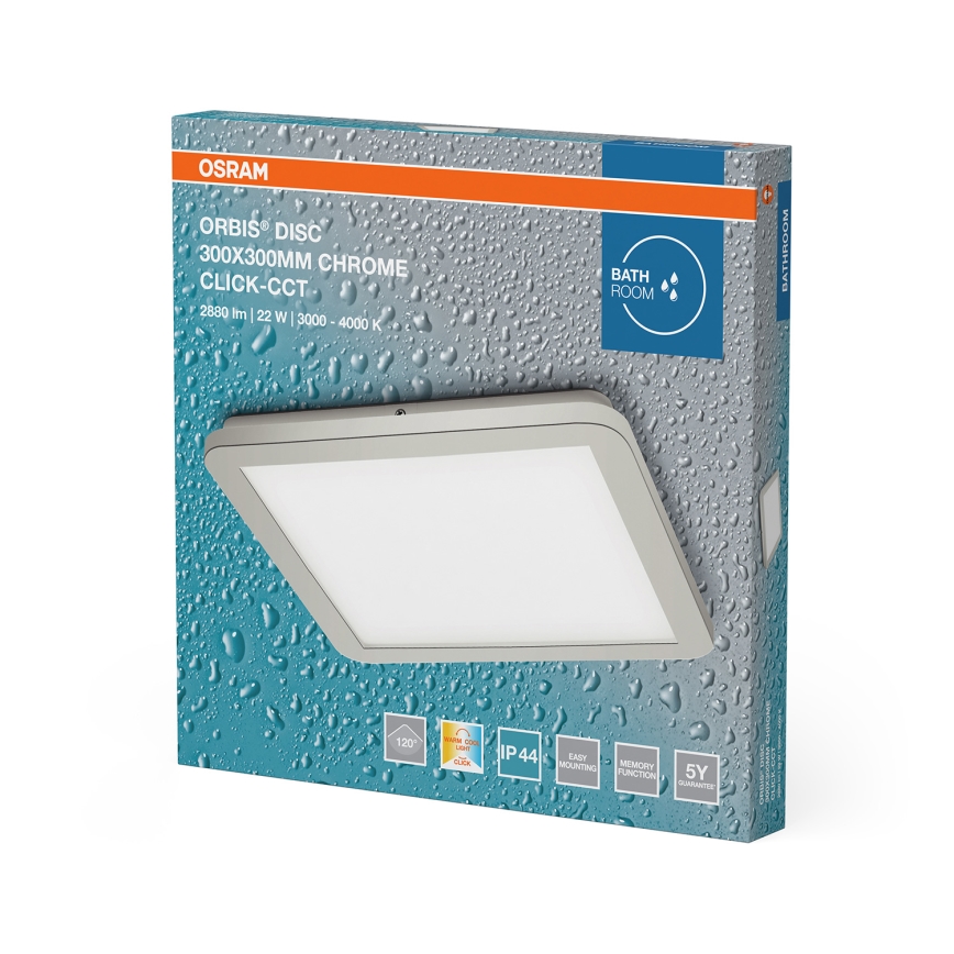 Osram - Plafonnier LED pour salle de bains ORBIS DISC LED/22W/230V 3000/4000K 30x30 cm IP44 en acier inoxydable
