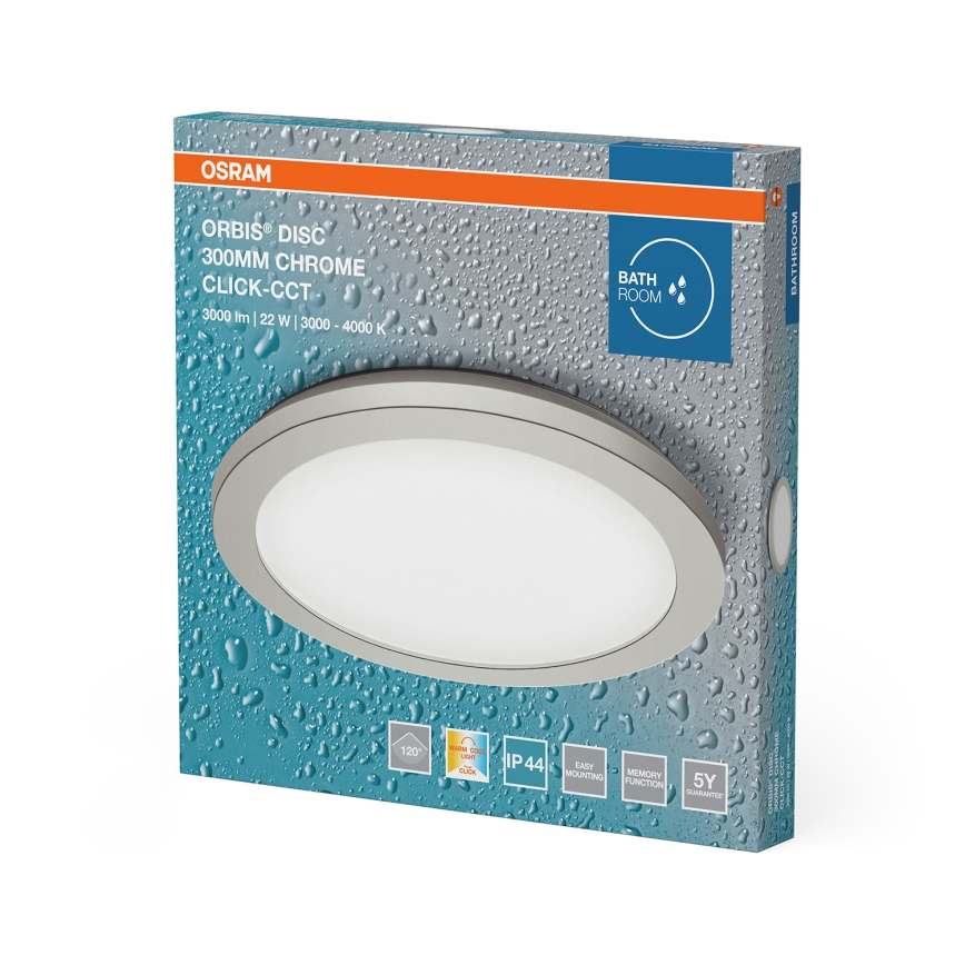 Osram - plafonnier LED pour salle de bains ORBIS DISC LED/22W/230V 3000/4000K Ø 30 cm IP44 chrome mat