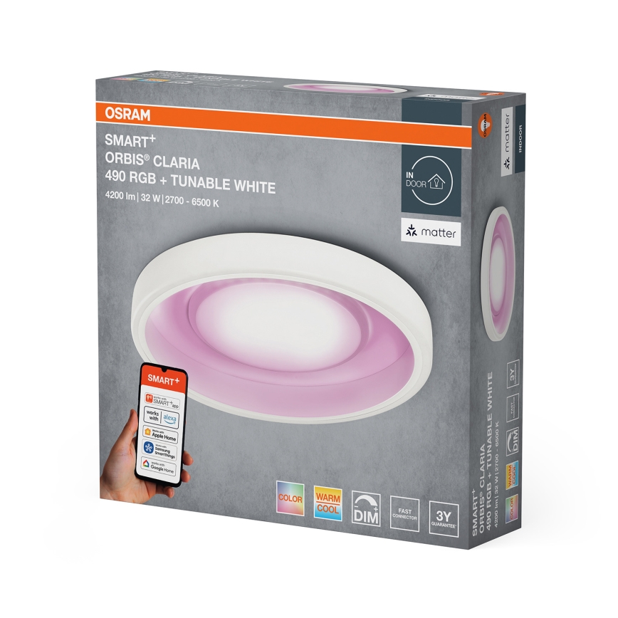 Osram- Plafonnier LED RGBW dimmable SMART+ CLARIA LED/32W/230V Ø 49 cm 2700-6500K Wi-Fi