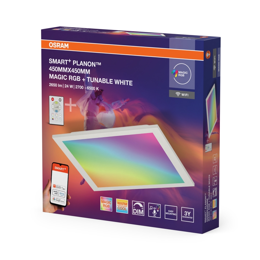 Osram - Plafonnier LED RGBW dimmable SMART+ MAGIC LED/24W/230V 2700-6500K 45x45 cm Wi-Fi + télécommande