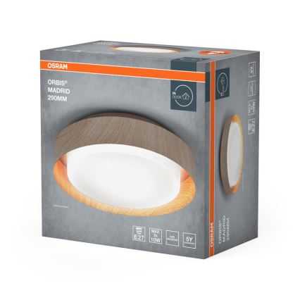 Osram - Plafonnier ORBIS MADRID 2xE27/10W/230V, diam. 29 cm, décor bois