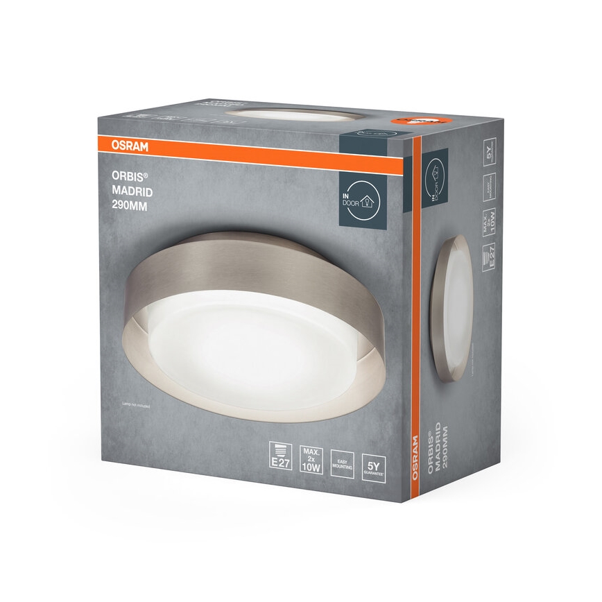 Osram - Plafonnier ORBIS MADRID 2xE27/10W/230V Ø 29 cm chrome mat