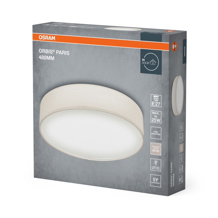 Osram - Plafonnier ORBIS PARIS 3xE27/25W/230V Ø 48 cm crème
