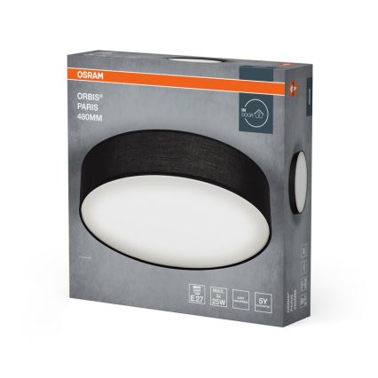 Osram - Plafonnier ORBIS PARIS 3xE27/25W/230V Ø 48 cm noir