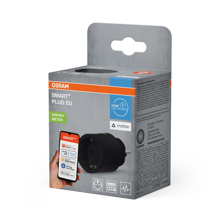 Osram - Prise intelligente SMART+ MATTER Schuko 2300W/230V/10A Wi-Fi noire