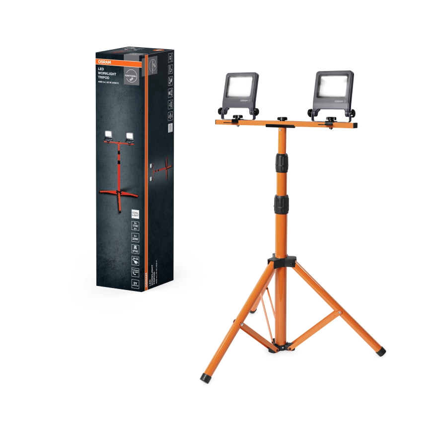 Osram - Projecteur LED avec support TRIPOD 2xLED/20W/230V 4000K IP65 orange/anthracite