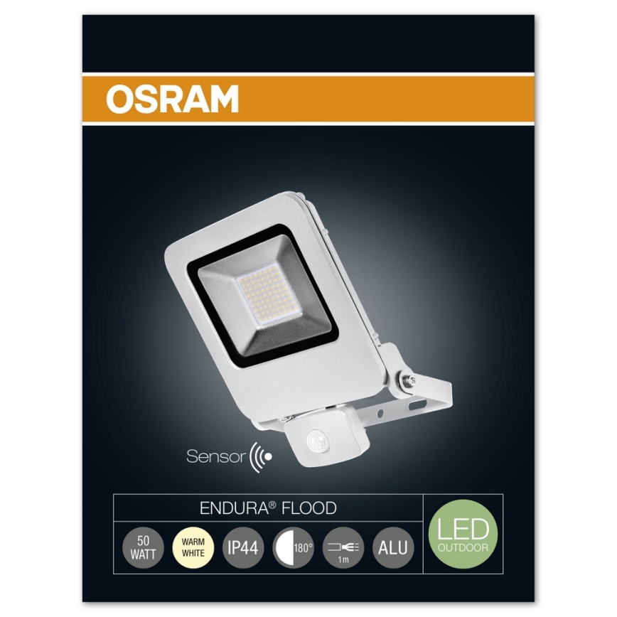 Osram - Projecteur LED extérieur avec détecteur ENDURA LED/50W/240V IP44  blanc