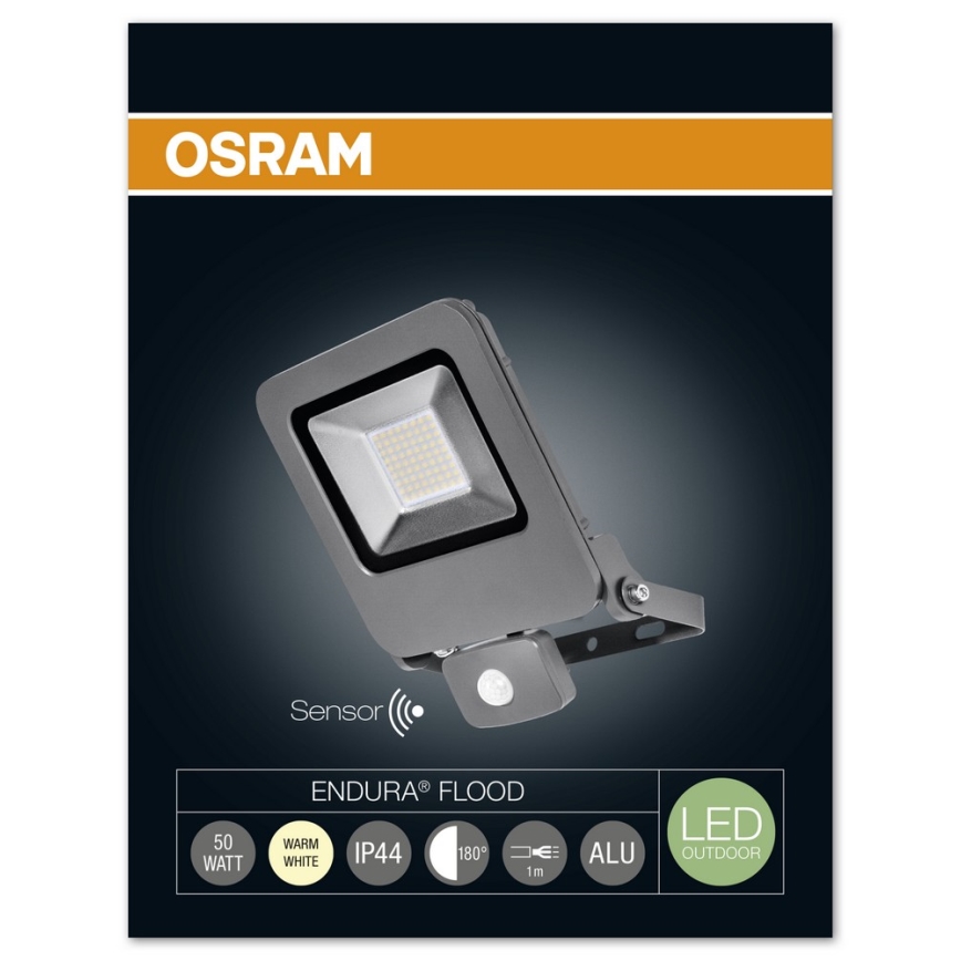 Osram - projecteur LED extérieur avec détecteur ENDURA LED/50W/240V IP44  noir