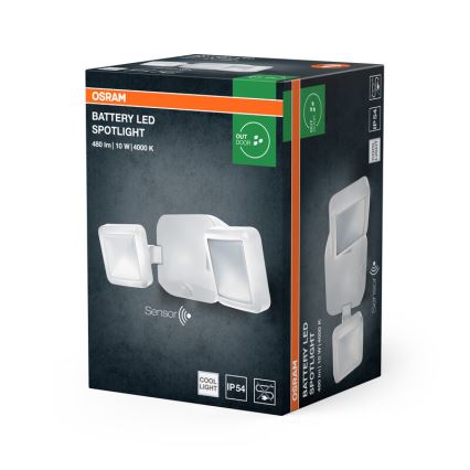 Osram - Projecteur mural d'extérieur à LED avec détecteur BATTERY 2xLED/5W/4xD IP54