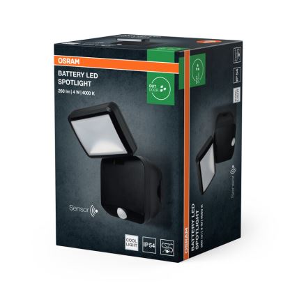 Osram - Projecteur mural LED d'extérieur avec détecteur de mouvement BATTERY LED/4W/4xD IP54