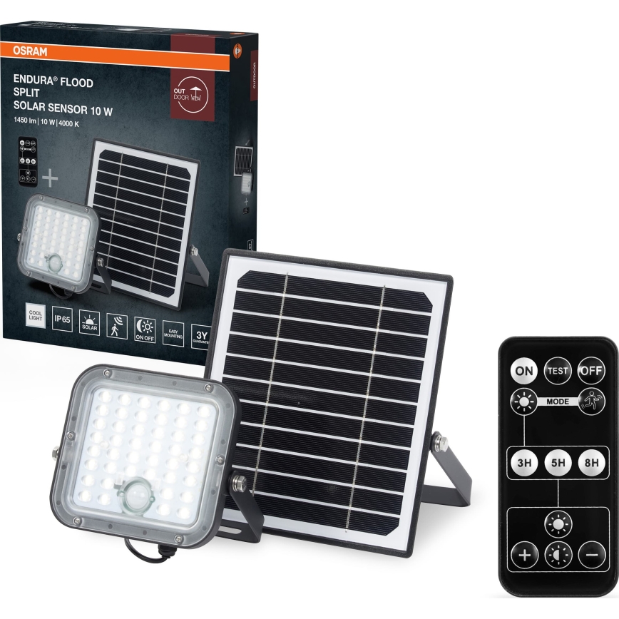 Osram - projecteur solaire LED dimmable avec capteur ENDURA LED/10W/4,2V 4000K IP65 noir + télécommande