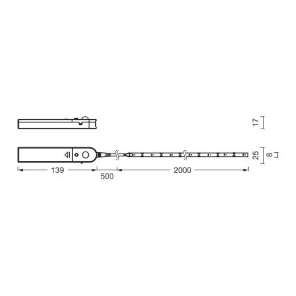 Osram - Ruban LED avec détecteur de mouvement FLEX 2m LED/3,6W/4xAA