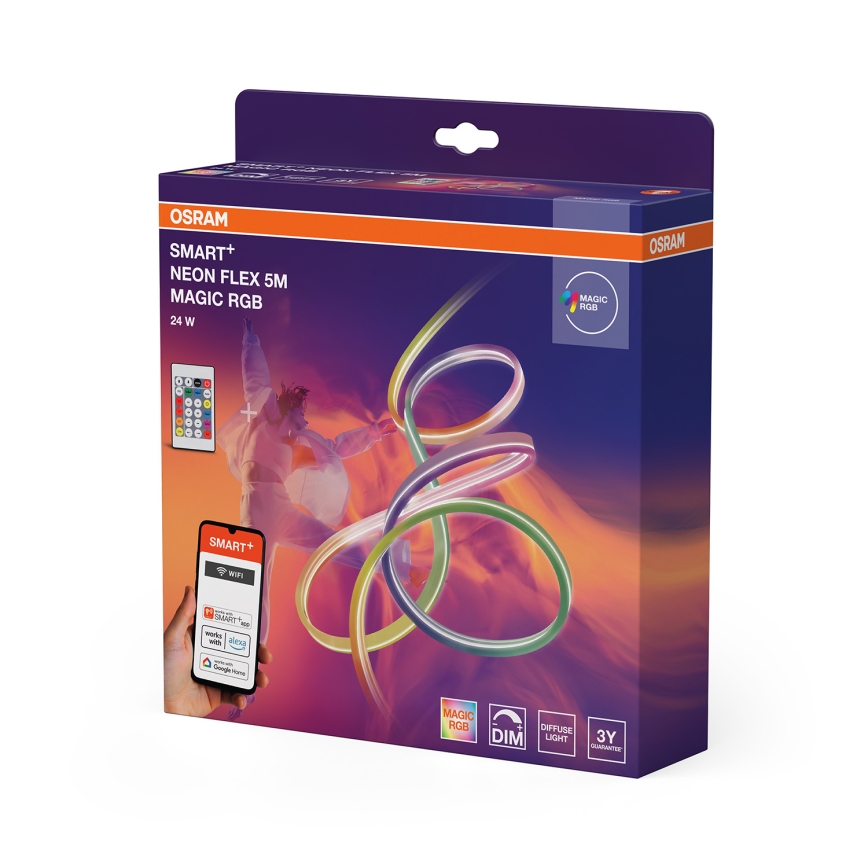 Osram - Ruban LED RGB dimmable pour extérieur SMART+ MAGIC 5 m, 24 W, 230 V, IP44, Wi‑Fi + télécommande